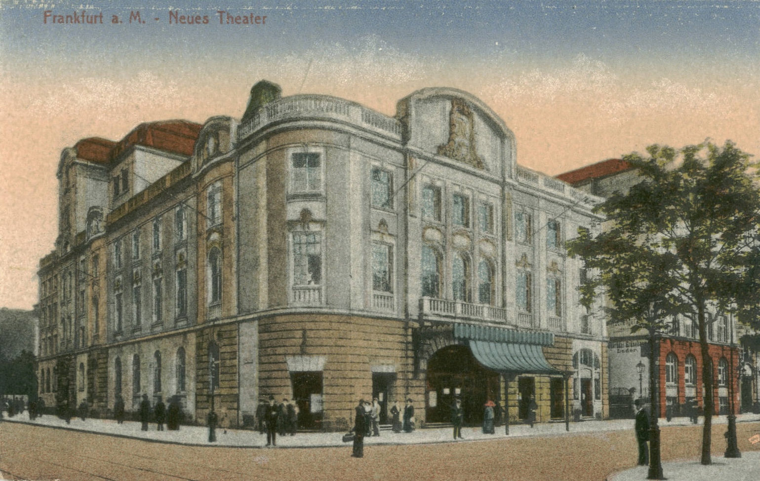 Neues Theater, Frankfurt — colored postcard