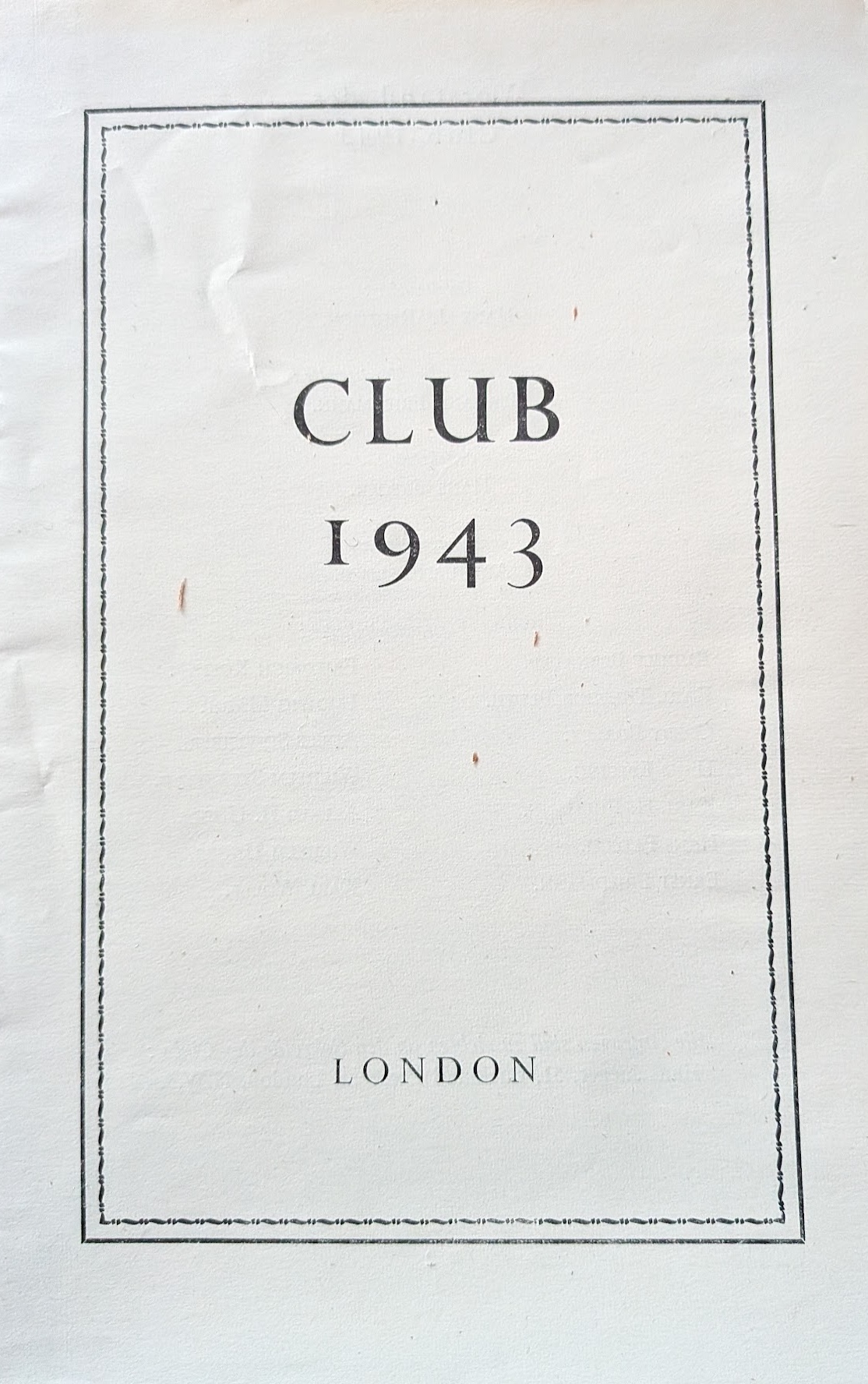 Club 1943, London — booklet cover, émigré discussion circle co-founded by Arthur Hellmer