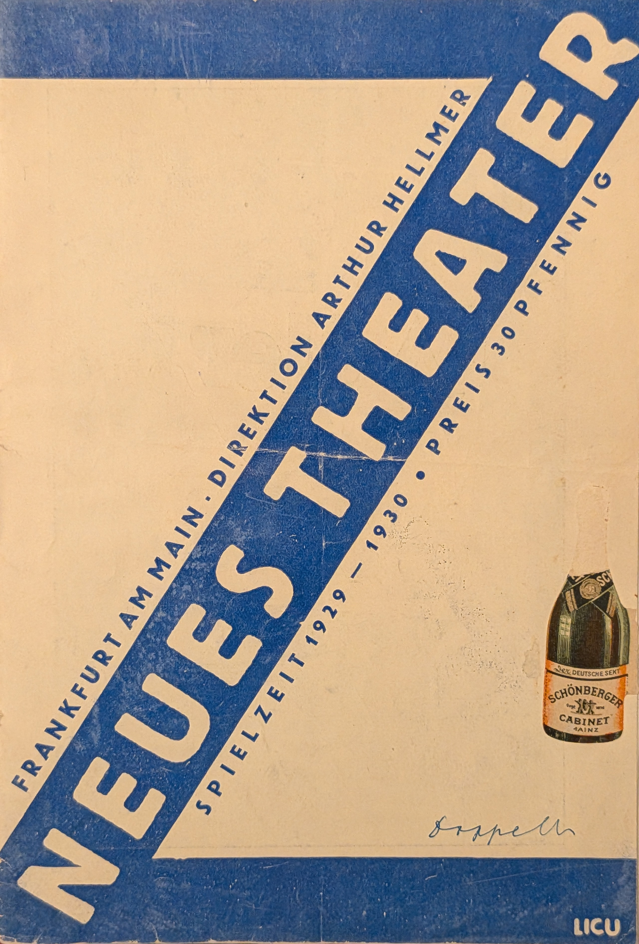Neues Theater season programme 1929 — 1930