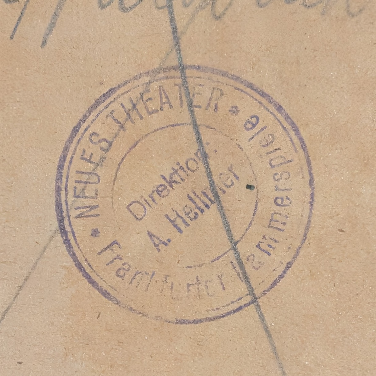 Director's stamp: Direktion Arthur Hellmer, Neues Theater Frankfurt a. M.
