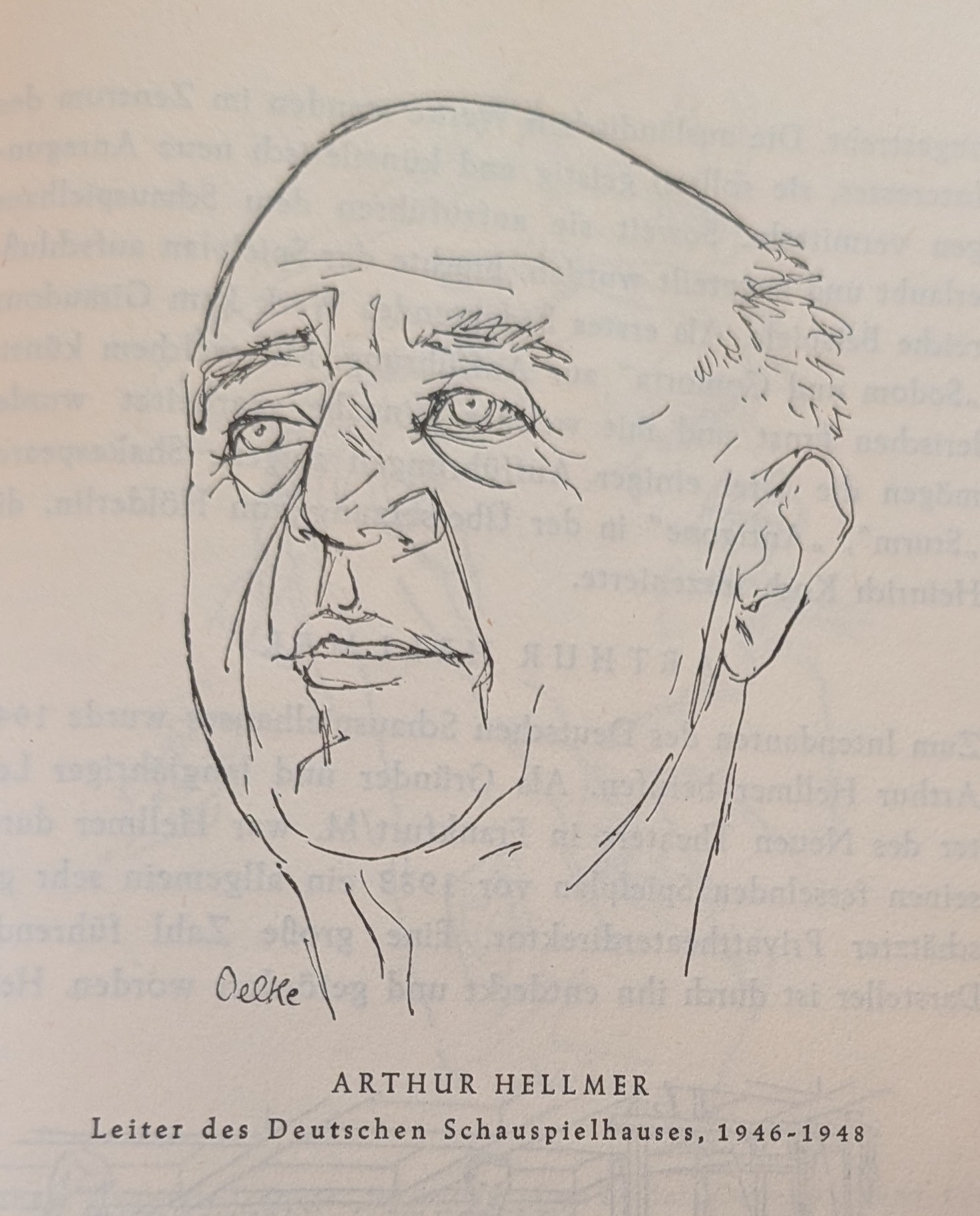Portrait sketch of Arthur Hellmer by Oelke, 1946
