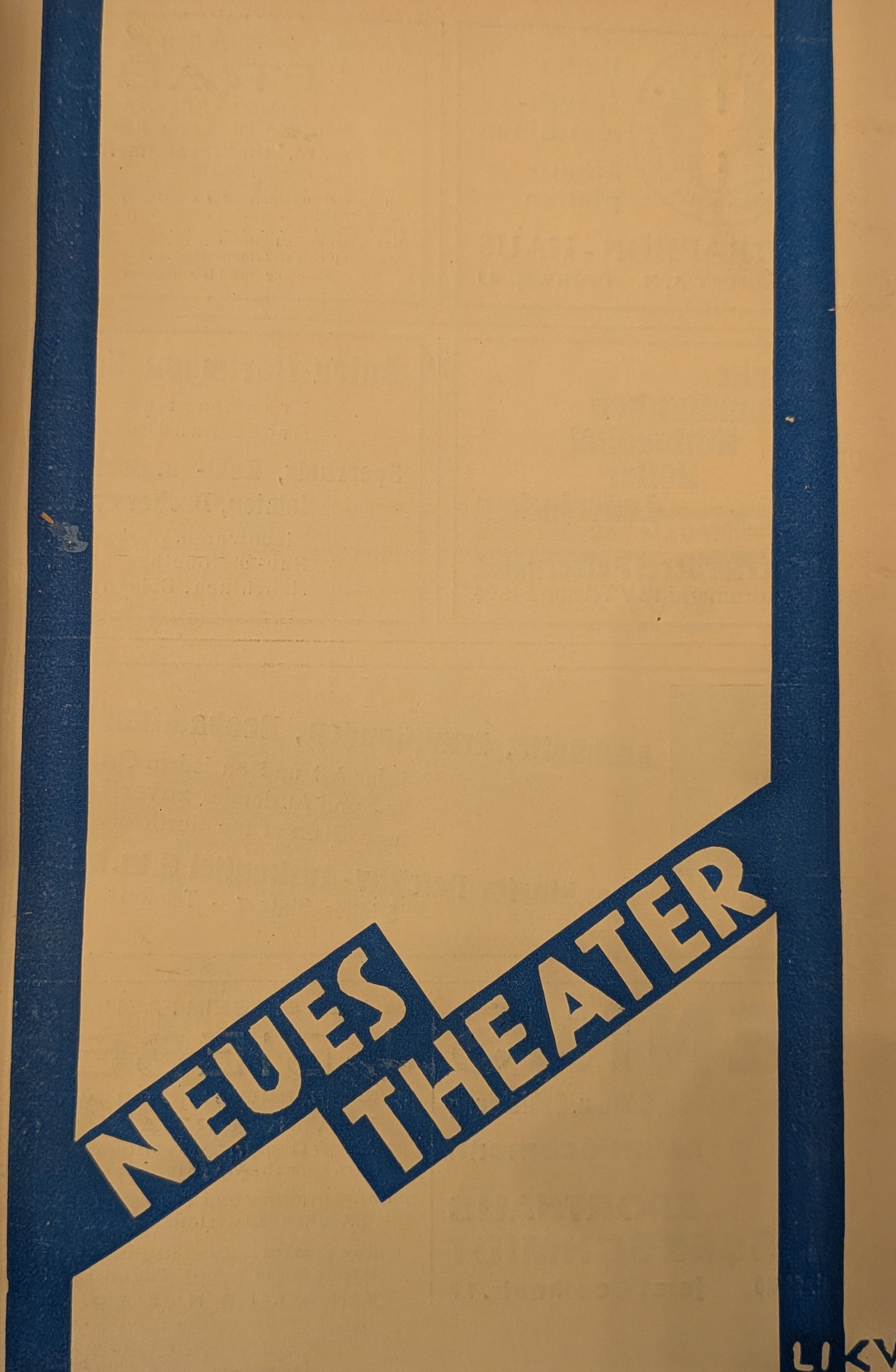 Neues Theater — playbill cover, diagonal masthead